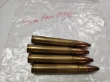 Lot of (4) 8mm Remington Magnum Rifle Cartridges Ammo