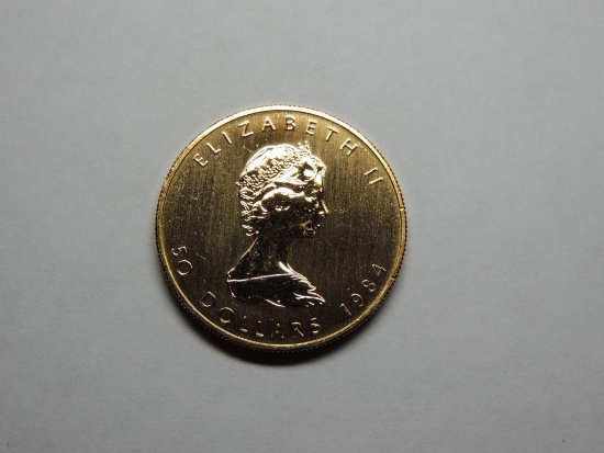 1984 $50 One Ounce Gold Canadian Maple Leaf