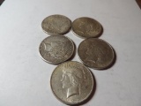 Five Peace Dollars