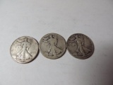 Three Walking Liberty Half Dollars