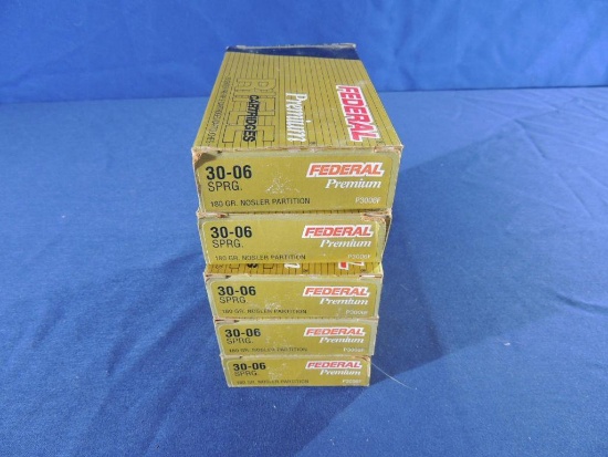 Five Boxes of Federal Premium 30-06 Springfield Ammo