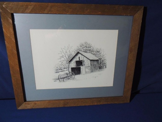 Elva Davis signed print of a barn