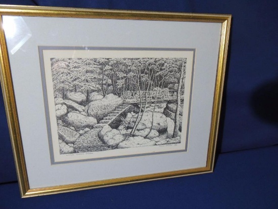 Elva Davis signed print of the Little Stoney Bridge