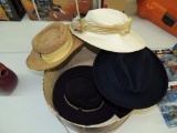 Four Vintage Hats in Hat Box