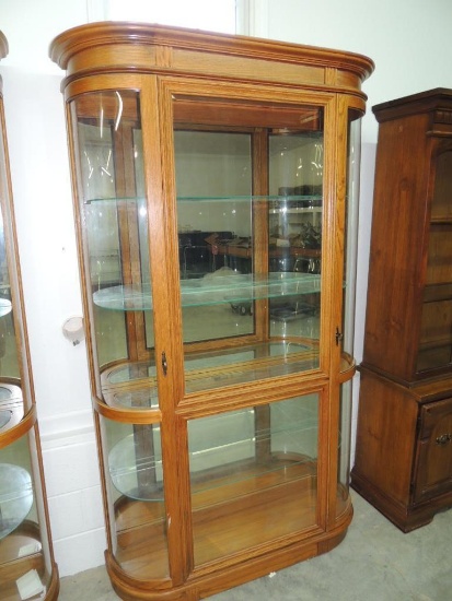 Beautiful Solid Oak Bowed Front Curio Cabinet