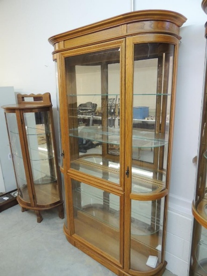 Beautiful Solid Oak Bowed Front Curio Cabinet