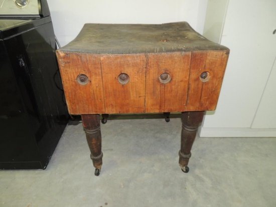 Antique Wooden Butcher Block