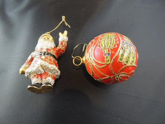 Two Hand Painted Brass Ornaments