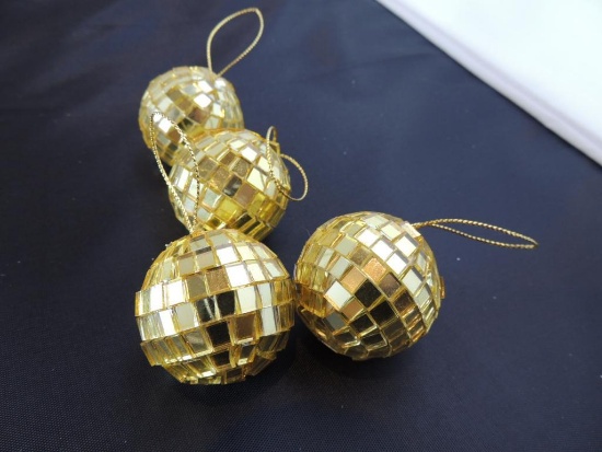 Four Mirrored Ball Ornaments