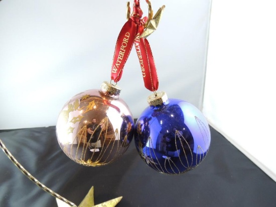 Two Waterford Hand Blown Christmas Balls