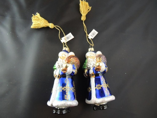 Two Waterford Christmas Santa Ornaments