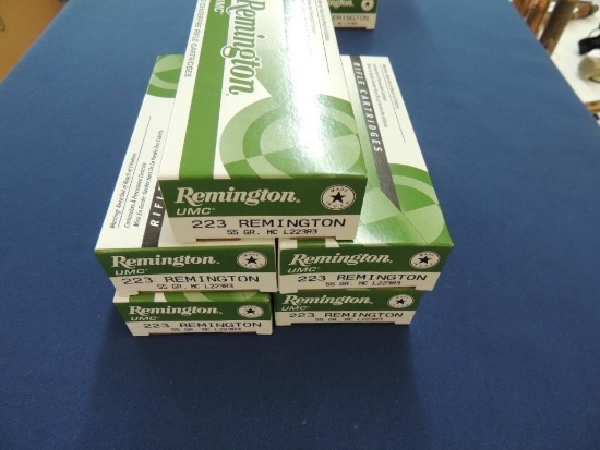 Five Boxes of Remington 223 Rem