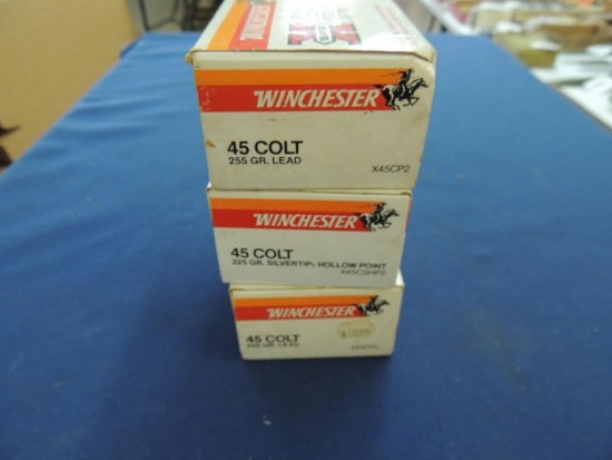 Three Boxes of Winchester 45 Colt Ammo