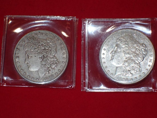 Two Morgan Silver Dollars