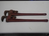 Two 36 Inch Pipe Wrenches