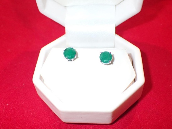 2.00 Carat Natural Emerald Stud Earrings