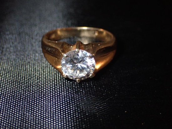 14K Gold Ring with Faux Diamond Stone