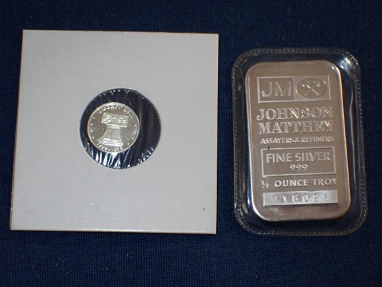 Silver Bar and Silver Round