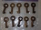 Ten Vintage Railroad Keys