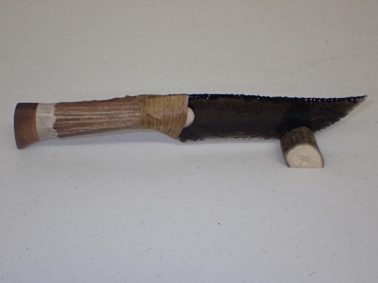 Custom Flint Knapped Antler Handle Knife