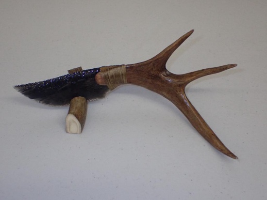 Custom Flint Knapped Antler Handle Knife