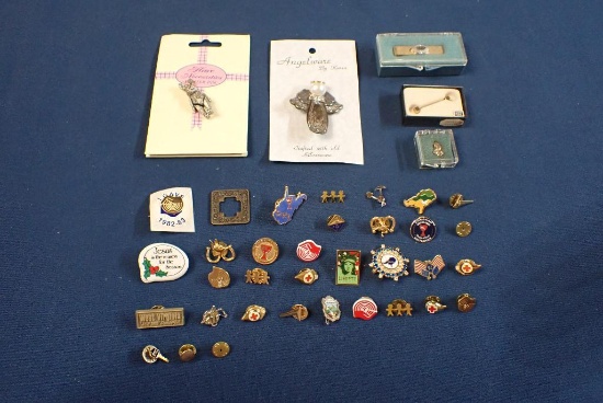 Various Jewelry, Hat Pins, and Tie Tacks