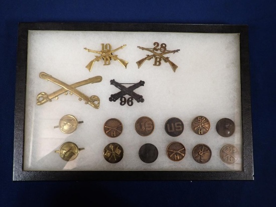 Collection of Military Buttons and Pins