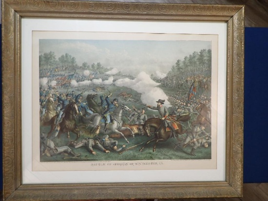Kurz & Allison Lithograph 1893, Battle of Opequan and Winchester, VA