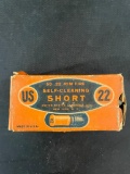 Full box of US .22 Self Cleaning Short Rim Fire Cartridges