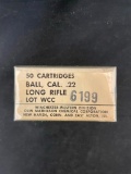 Full box of Ball, .22 Caliber Long Rifle Cartridges