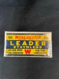 Full box of Winchester Leader Staynless .22 Long Rifle Cartridges