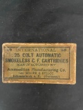 Partial box of International .25 Colt Automatic Cartridges