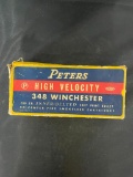 Partial box of Peters High Velocity 348 Winchester Cartridges