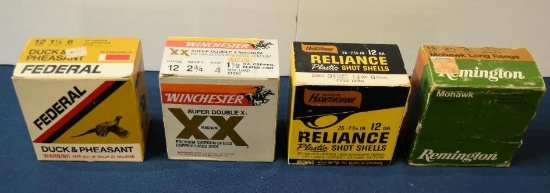 4 Boxes 12 Gauge Shotgun Shells Winchester, Remington, Federal & Reliance