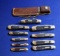 Old Timer 10 Pocket knife lot with Schrade Honesteel in Leather sheath