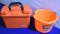 Orange Storage Box and Feed Bucket