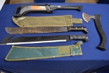 Machete, Brush Cutter & Axe Lot