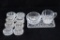 Lot of 8 Pressed Glass Salt Cellars /Crystal Clear Thumbprint Cut Lead Crystal Creamer, Sugar & Tray