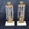 Lot of 2 Vintage Crystal & Brass Candle Holders