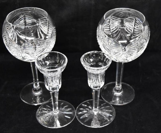 Set of Waterford Toasting Glasses & Candle Holders