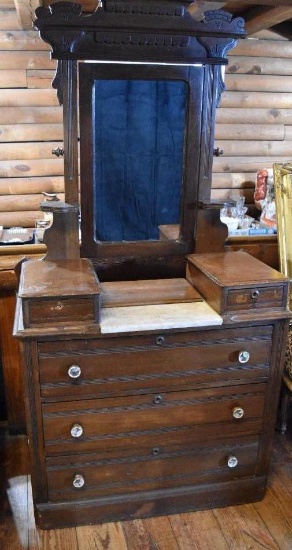 Antique Eastlake 5 Drawer Dresser with Mirror