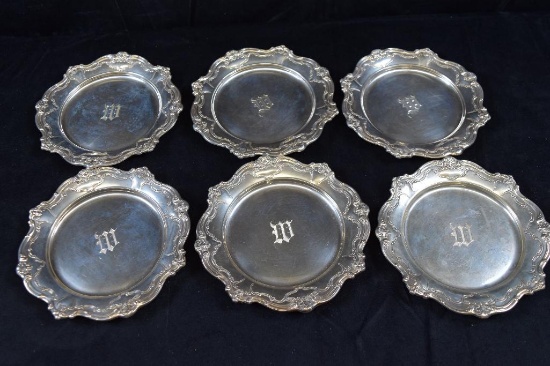 Sterling Silver Set of 6 Small Plates Trays