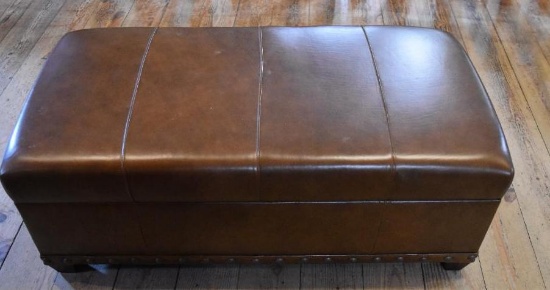 Modern Brown Leather Like Decorative Bench