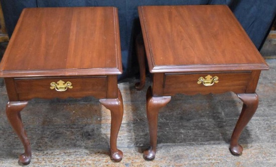 Set of 1 Drawer Cherry End Tables