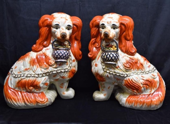 Pair of Victorian Porcelain Staffordshire Dogs