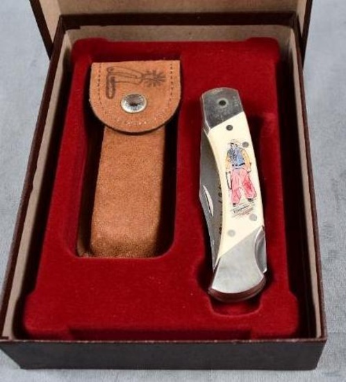 Schrade Scrimshaw Cowboy Commemorative Lockback Knife