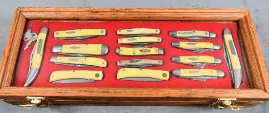 Showcase with 15 Case Knives