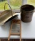Brass Bucket, Brass Plated Log Carrier & Washboard