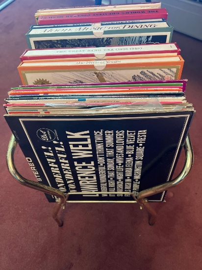 Metal Record Holder with Records
