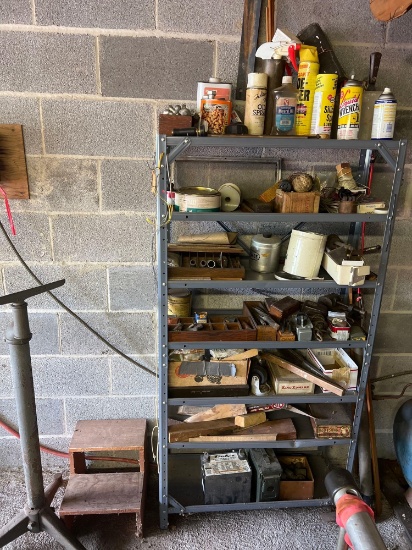 Metal Garage Shelf and Contents